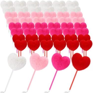 Imagem de Zhanmai 48 canetas esferográficas fofas de tinta preta felpudas para o dia dos namorados, presente de escritório, dia dos namorados, artigos para festa de casamento, 4 cores