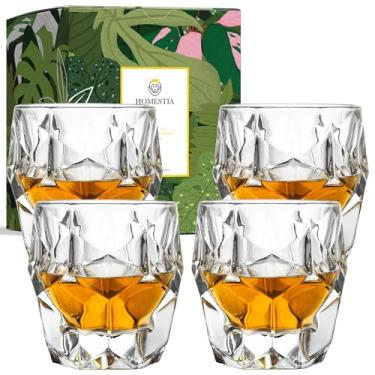 Imagem de Homestia Conjunto de 4 copos de uísque à moda antiga, copos de pedras de coquetel de 236 ml, copos de barra de cristal para beber vodca escocesa e tequila, presente para homens