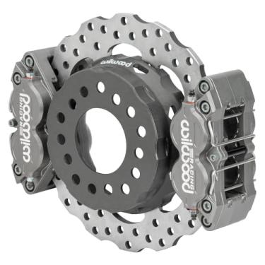 Imagem de Wilwood Sistema de freio, XRD Dual SA, traseiro, 4 pinças de pistão duplo, rotor perfurado/recortado de 28,5 cm, deslocamento de 6,3 cm, alumínio, anodizado cinza, Big Ford, Kit