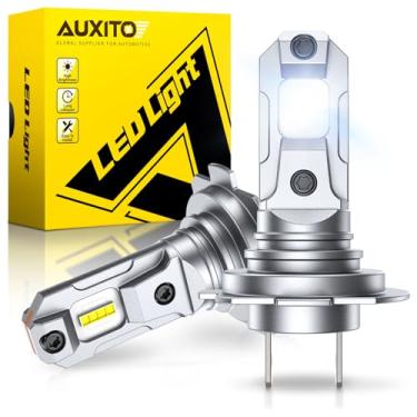 Imagem de AUXITO Lâmpada H7, branco frio 6500K 600% mais brilhante, instalação Plug & Play direta, sem necessidade de adaptadores, 99% compatível com veículos, visão de segurança aprimorada