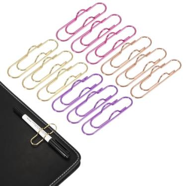 Imagem de PATIKIL Suporte de clipe de caneta para notebook, 12 peças de clipes de caneta de metal, ouro rosa/rosa/roxo/dourado