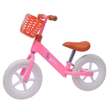 Imagem de Bicicleta De Equilíbrio Infantil Rosa Sem Pedal Com Cestinha Aro 12 Ba