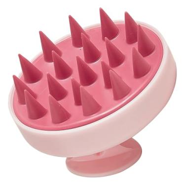 Imagem de Escova de xampu de cabelo e massageador de couro cabeludo para remoção de caspa, cerdas de silicone macias, para crescimento, confortável para todos os tipos de cabelo (vermelho)