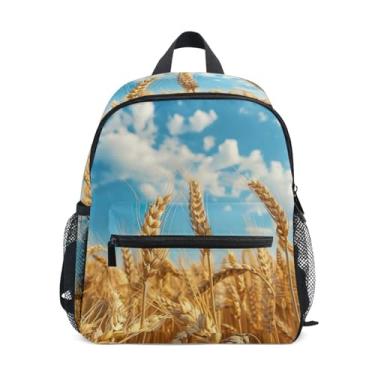 Imagem de GAIGEO Wheat Field Blue Sky Scenery Little Kid Backpack with Whistle, Adjustable Chest Strap, Boys School Backpack Lightweight & Compact for Ages 3-8