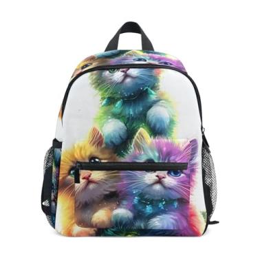 Imagem de GAIGEO Christmas Cute Kitten Cat Toddler School Backpack Mini Backpack for Toddler Girls with Front Pocket, Safety Whistle for Ages 3-8