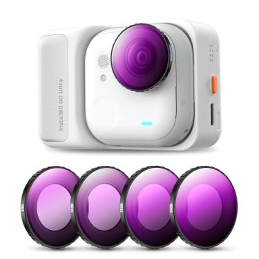 Imagem de Walking Way Conjunto de filtros ND compatível com kit de acessórios Insta360 Go Ultra, pacote com 4 lentes de câmera rosqueadas ND8 ND16 ND32 ND64, filtros polarizadores de densidade neutra vidro