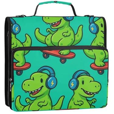 Imagem de Fichários coloridos com 3 anéis de 3 anéis, para uso pesado, skate, azul-petróleo, fichário, organizador com zíper, pasta de armazenamento com alça para fichário do ensino médio com alça, 34,5 x 31,5