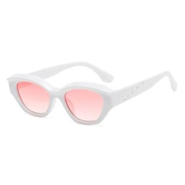 Imagem de Óculos de Sol Femininos Candy Colors Gradient Cat Eye, Armação Pequena, Proteção UV400, Ideais para Esportes ao Ar Livre, Corrida e Ciclismo, nas Cores Branca e Rosa
