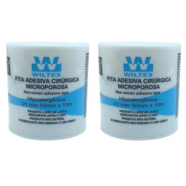 Imagem de Fita Micropore Wiltex Branco 5cm x 10m  Kit com 2 Unidades