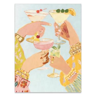 Imagem de FoxUncle Pôster elegante de bar de coquetel moderno Martini arte de parede estética para meninas preppy imagens em tela para quarto dormitório decoração de parede 30 x 40 cm sem moldura