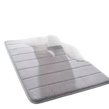 Imagem de KIT Tapete Paralelepípedos Soft para Banheiro, Sala e Quarto Diversas Cores Antiderrapante Super.(1 Peça,LISTRAS Cinza Liso)