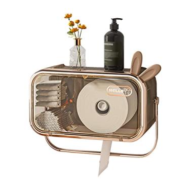 Imagem de Caixa de Papel Higiênico Parede com Porta-Toalhas e Prateleira Superior Dispenser Toalha Transparente Suporte Armazenamento para Banheiro Pequenos Ite