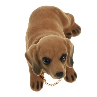 Imagem de Kichvoe Estátua de Resina para Dachshund: Enfeite de Cachorro Com Cabeça Balançando No Painel Do Carro, Lindo Desenho Animado para Exibição Do Interior Do Carro, Cachorro Marrom de 6,1 Polegadas
