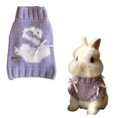 Imagem de Suéter de coelho para animais de estimação, roupas quentes e grossas, colete fofo de desenho animado adequado para coelhos, filhotes, gatinhos, porquinhos-da-índia, porquinhos-da-índia e outros