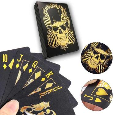 Imagem de Jogo Baralho Preto Black e Dourado Cartas Estampa Caveira Design Moder