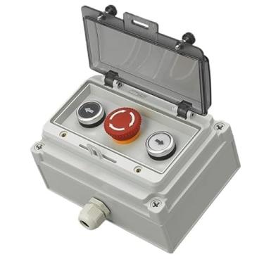 Imagem de XNWKF AC220V Caixa de interruptor de controle de botão à prova d'água para uso externo, lâmpada de indicação de partida de parada de emergência, caixa de junção de interruptor de autorecuperação