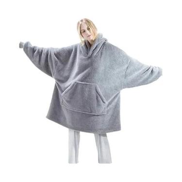 Imagem de Moletom De Inverno Feminino Oversize Com Capuz De Fleece Dupla Face E 