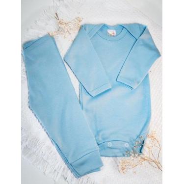 Imagem de Conjunto de Body e Calça Algodão Egípcio Tamanho P - Pettenati, P, Azu