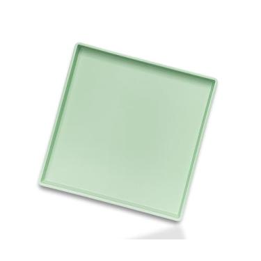 Imagem de VCREATC Bandeja de plástico quadrada verde – Bandeja organizadora multiuso de 28 cm para penteadeira, mesa de centro, bancada de banheiro e otomano | Bandeja decorativa para casa, escritório, joias e