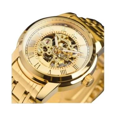 Imagem de Relógio Mecânico Masculino Forsining 349 Em Aço Inoxidável Preto Prate