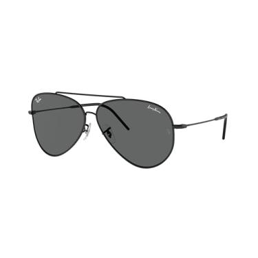 Imagem de Óculos de Sol Ray-Ban Aviator Reverse 0RBR0101S 002/GR Tam 59 / Preto - Lentes Cinza Escuro