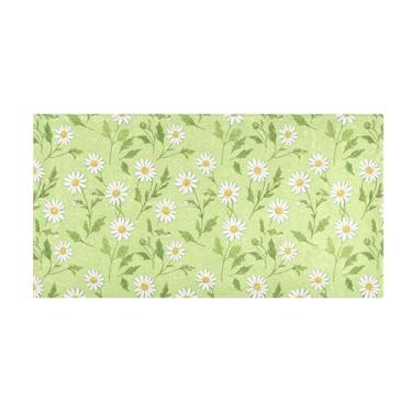 Imagem de Burbuja Tapete de corredor margaridas em pelúcia verde antiderrapante tapete de cozinha suporte de borracha para corredor, quarto, sala de estar, decoração de entrada, lavável na máquina, 51 x 99 cm