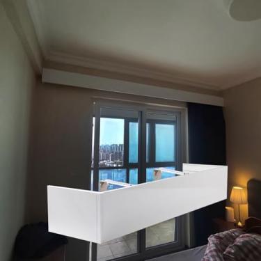 Imagem de Caixa de cortina extralonga – Painel de sanefa para montagem na parede de 6 m a 6 m, sem necessidade de trilhas, placas decorativas para janelas de quarto (126 pol/320 cm)