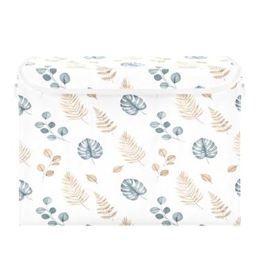 Imagem de Burbuja Caixa de armazenamento de folhas com tampa e alças, caixa de armazenamento grande dobrável para prateleiras armário quarto escritório organizador