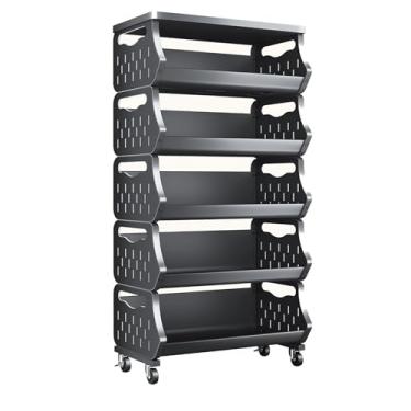 Imagem de Prateleiras de exibição de varejo, rack de exibição de varejo com rodas, para armazenamento prateleira de garagem resistente prateleiras de despensa prateleiras de cozinha (40 * 30 * 120 cm/16 * 12