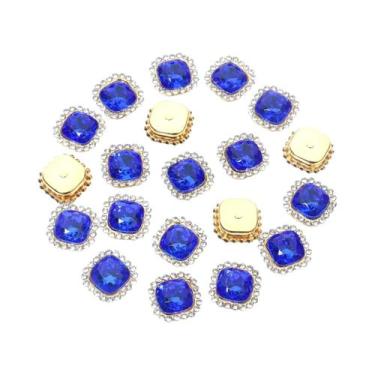 Imagem de Strass Quadrados Coloridos 20 Peças Com Base De Garra, Botões Para Art