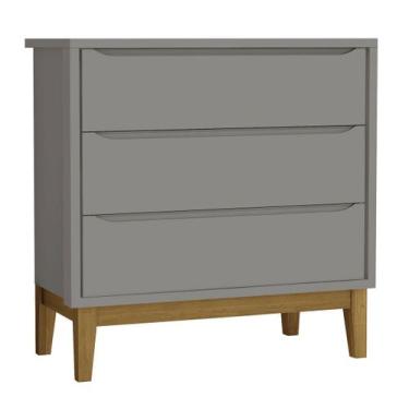 Imagem de Cômoda Gaveteiro Classic New Cinza Fosco com Madeira - MoveisAqui - RE