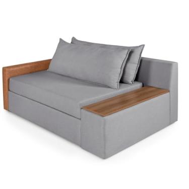 Imagem de Sofá Cama Panamá Casal 2 Lugares com Baú Lateral Modern Base Madeira Linho Grafite - Casa Imperial