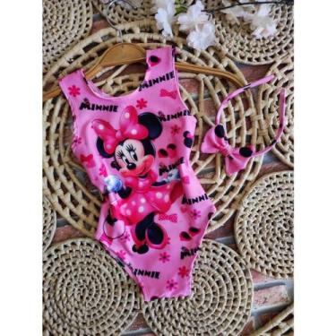 Imagem de Bodys Menina Infantil Temático Minnie Rosa RF2 +Tiara - AURA, 01 ANO A