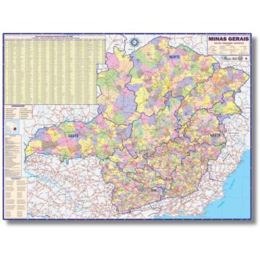 Imagem de Mapa de Minas Gerais - Político - Rodoviário - Estatístico - Escolar -