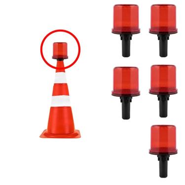 Imagem de Sinalizador Solar Viario Kit 5 Uni Rodovia Estrada Alerta Cone Emergencia Obra