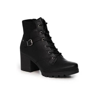 Imagem de Bota Feminina Salto Médio Com Fivela e Cadarço - Dakota, Preto, 38