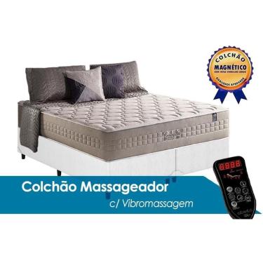 Imagem de Cama Box King: Colchão C/vibro Massagem Anjos Commodite + Base Crc Courano White(193x203)