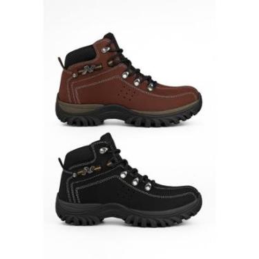 Imagem de KIT+2 Bota Coturno Masculino Couro Sintético De Amarrar Trabalho Dia a Dia-Masculino