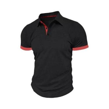 Imagem de Camisa Polo Masculina Oversize De Verão, Manga Curta, Cor Sólida, Resp