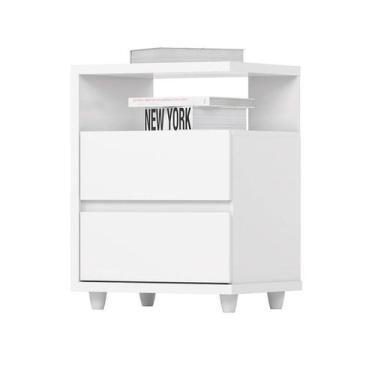 Imagem de Mesa de Cabeceira Campeche 2 Gavetas Branca - Modern