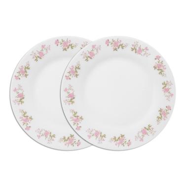 Imagem de Jogo 2 Prato De Sobremesa De Vidro Flowers Pink 20cm Em Casa Tem