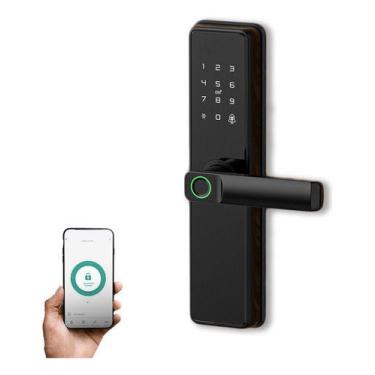 Imagem de Fechadura Digital Porta Pivotante Inteligente A Prova Dágua Preto blac