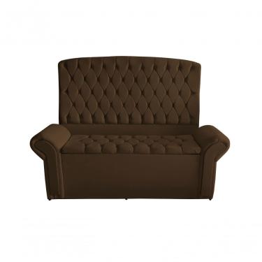 Imagem de Kit Dubaí Cabeceira De Cama Box Casal E Recamier Baú Queen 160 Cm Suede Marrom Do Lar Móveis