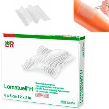 Imagem de Curativo Gaze vaselinada Rayon Petrol. Lomatuell H 10x10 5UN - Lohmann