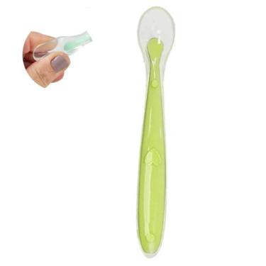 Imagem de Colher Infantil De Silicone Macio Anatômica Cor:Verde Claro, Verde Cla