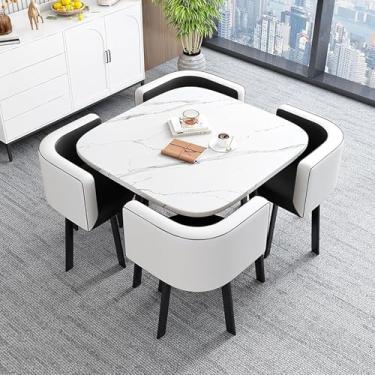 Imagem de Mesa e 4 cadeiras, mesa de conferência com 4 cadeiras, combinação de mesa e cadeira, assento acolchoado e mesa de cozinha, mesa de jantar e cadeiras para 4, para sala de jantar em casa, viva