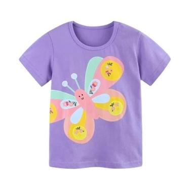 Imagem de Camisetas Infantis Com Estampa De Borboleta 2-7 Anos Roupas De Verão P