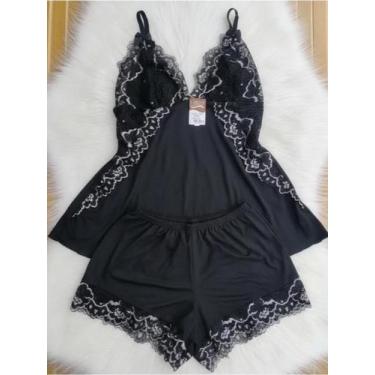 Imagem de Baby Doll Suede Bicolor 38 ao 52 Pijama Plus Size Confortável - Sem ma