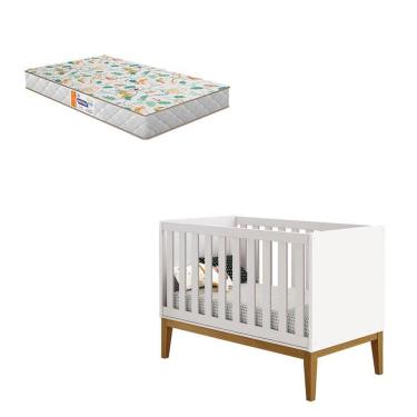 Imagem de Berço Americano New Classic Branco com Pés Madeira e Colchão Gazin – Reller