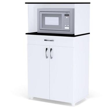 Imagem de Balcão Multiuso Carina Branco Preto Flex - AJL